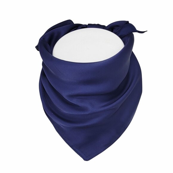 ❤️New Elegant Square Silky Scarf Bandana Blue Navy Hiyab Solid Soft Nautical❤️ - Picture 2 of 6